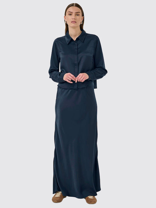 High-waisted Maxi Skirt Blue
