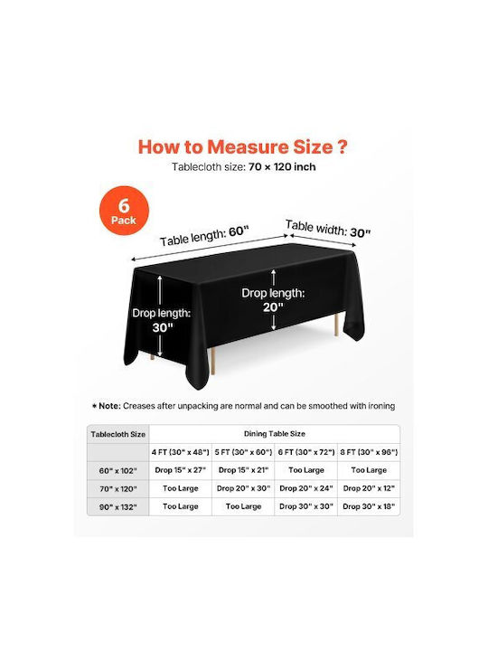 Vevor Tablecloth Set 6pcs Black 70x120cm