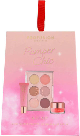 Geschenkset Gesichtspalette 6 Farbtöne Lippenbalsam Reinigen Verwöhnen Elegant Profusion 3 Stücke