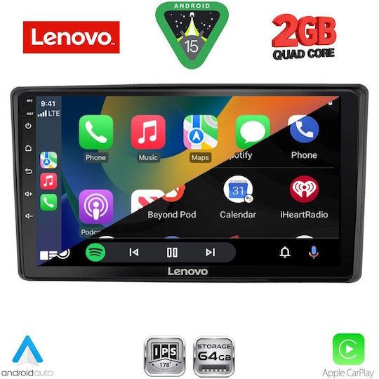 Lenovo Автомобилна Аудио Система (Блутут/USB/WiFi/GPS/Apple-Carplay/Android-Auto) с Тъчскрийн 10"