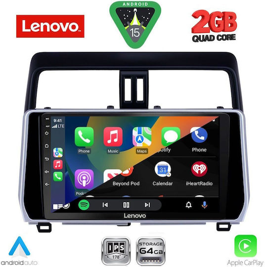 Lenovo Sistem Audio Auto pentru Toyota Croazieră pe uscat 2019-2023 (Bluetooth/USB/WiFi/GPS/Apple-Carplay/Android-Auto) cu Ecran Tactil 10"