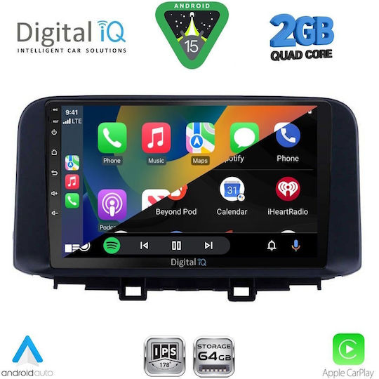 Digital IQ Car Audio System for Hyundai Kona 2017-2023 (Bluetooth/USB/WiFi/GPS/Apple-Carplay/Android-Auto) with Touch Screen 10"