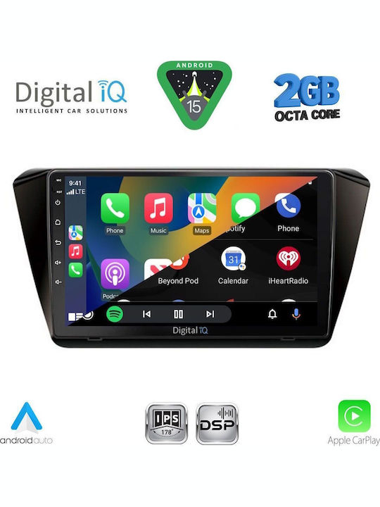 Digital IQ Car Audio System for Skoda Superb 2015-2023 (Bluetooth/USB/WiFi/GPS/Apple-Carplay/Android-Auto) with Touch Screen 10"