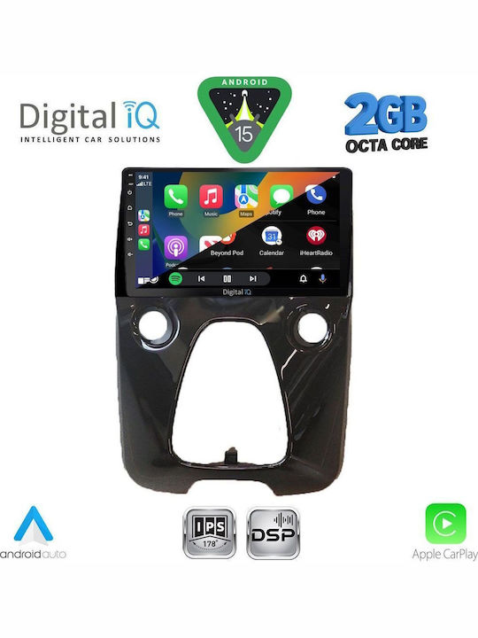 Digital IQ Auto-Audiosystem für Toyota Aygo 2014-2022 mit A/C (Bluetooth/USB/WiFi/GPS/Apple-Carplay/Android-Auto) mit Touchscreen 10"