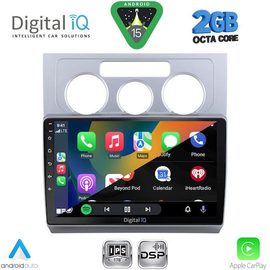 Digital IQ Car Audio System for Volkswagen Touran 2003-2010 with A/C (Bluetooth/USB/WiFi/GPS/Apple-Carplay/Android-Auto) with Touch Screen 10"