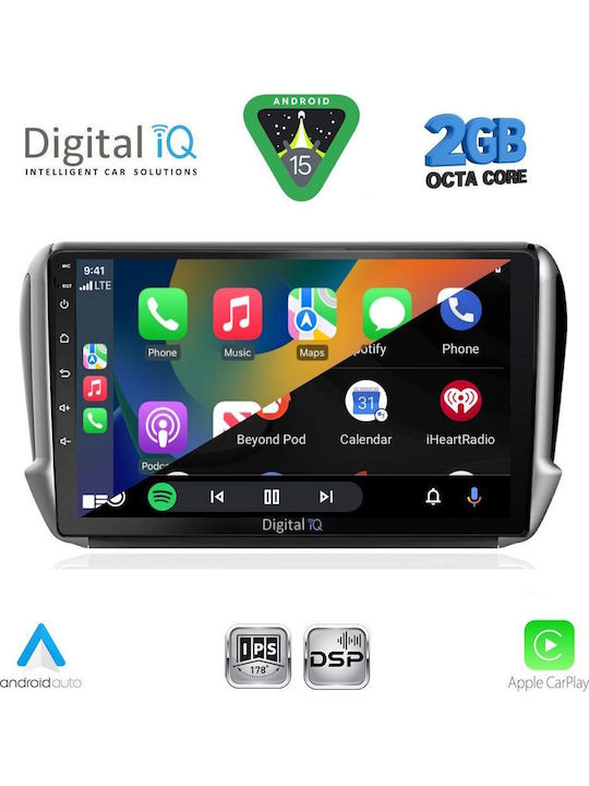 Digital IQ Car Audio System for Peugeot 2008 2012-2021 (Bluetooth/USB/WiFi/GPS/Apple-Carplay/Android-Auto) with Touch Screen 10"