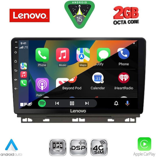 Lenovo Автомобилна Аудио Система (Блутут/USB/WiFi/GPS/Apple-Carplay/Android-Auto) с Тъчскрийн 9"