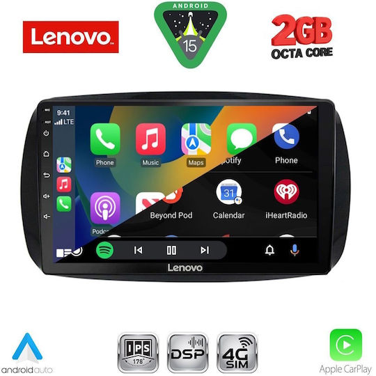 Lenovo Автомобилна Аудио Система (Блутут/USB/WiFi/GPS/Apple-Carplay/Android-Auto) с Тъчскрийн 9"