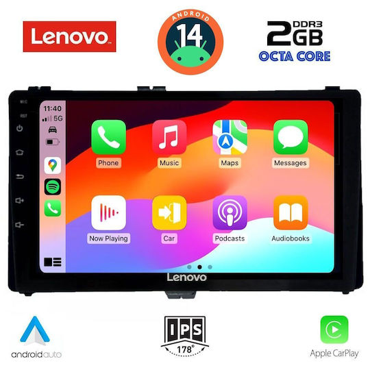 Lenovo Автомобилна Аудио Система (Блутут/USB/WiFi/GPS/Apple-Carplay/Android-Auto) с Тъчскрийн 9"