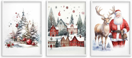 Decowalls Gemälde Weihnachten Feiertage Wand Santa Claus Schnee Winter