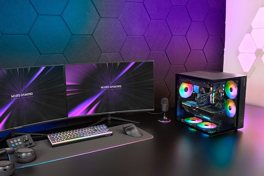 Mars Gaming Gaming Midi Tower Κουτί Υπολογιστή με Πλαϊνό Παράθυρο Μαύρο