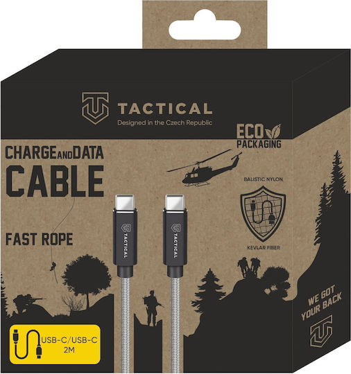 Tactical Fast Rope Kevlar Braided USB 2.0 Cable USB-C male - USB-C 100W PD Γκρι 2m 57983104170