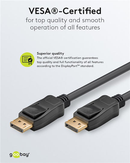 Goobay Kabel DisplayPort-Stecker - DisplayPort-Stecker 1m Schwarz (74777)