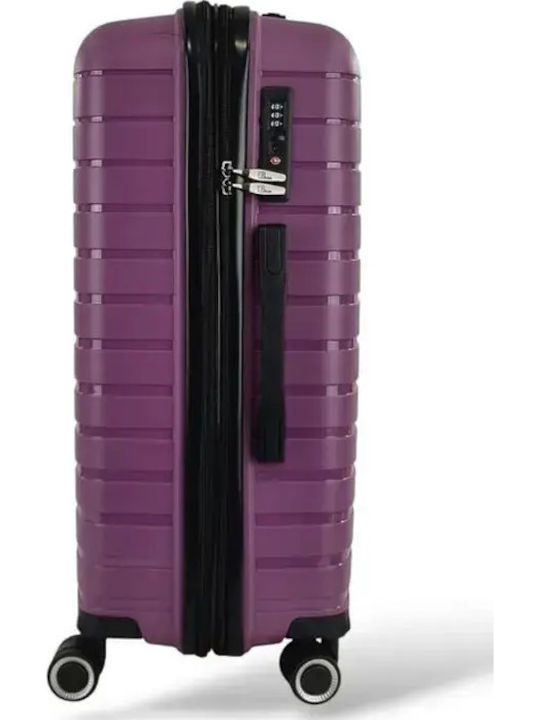 Rain Travel Suitcases Hard Purple with 4 Wheels Set of 2pcs RB80134-SET2-M-S-PURPLE