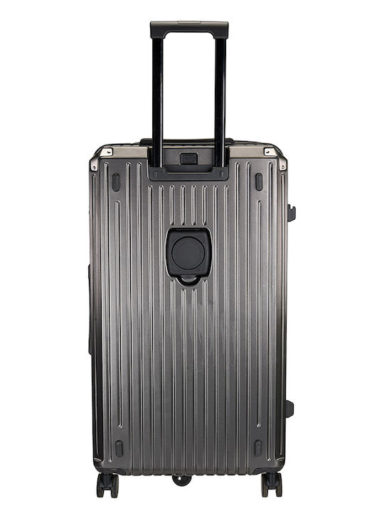 RCM Large Hard Gray Travel Suitcase With 4 Wheels