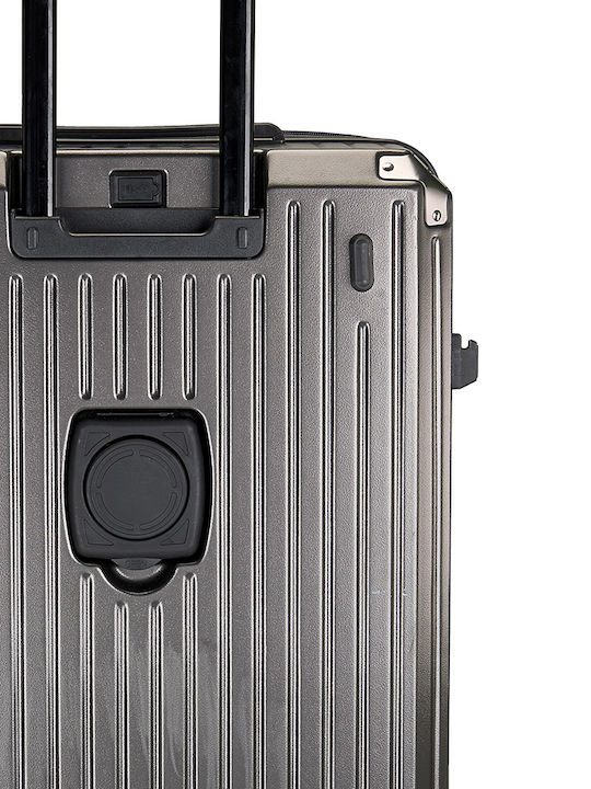 RCM Large Hard Gray Travel Suitcase With 4 Wheels
