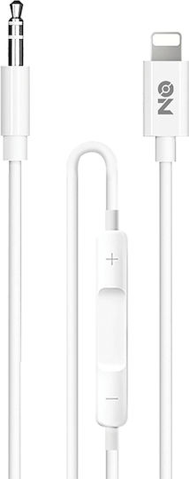 Καλώδιο Ήχου Aux 3.5mm Lightning Λευκό 1m On Mobile Accessories 1 Τεμάχιο