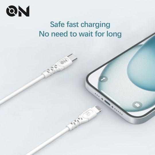Καλώδιο Φόρτισης Type-c Lightning Λευκό 1m On Mobile Accessories 1 Τεμάχιο