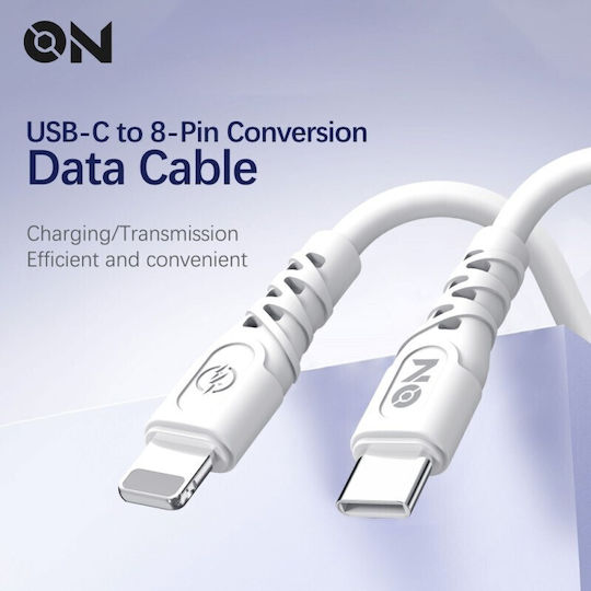 Καλώδιο Φόρτισης Type-c Lightning Λευκό 1m On Mobile Accessories 1 Τεμάχιο