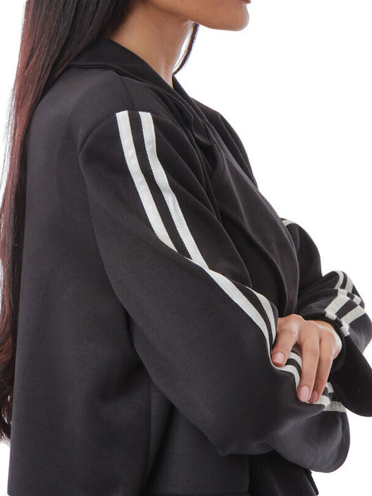 Set Pantaloni Negru Sacou Cu Dungi