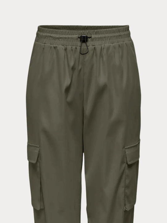 Damen Stoff Cargo Hose mit Gummizug Grape Leaf