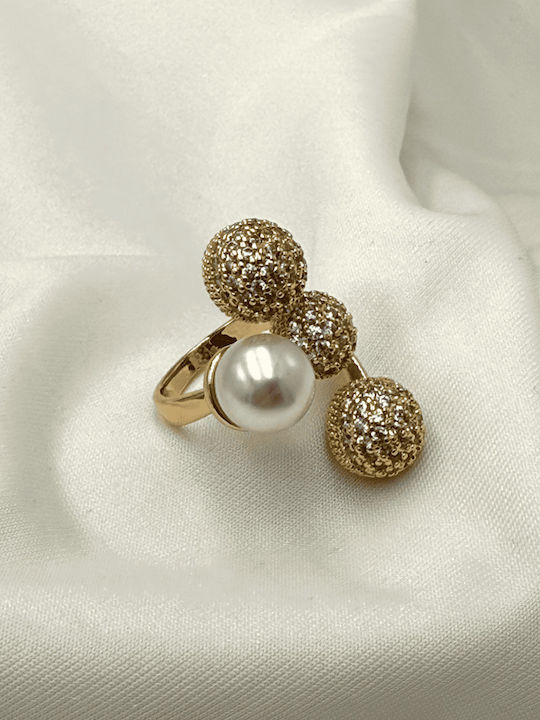 Ring with Pearls Gold Plated