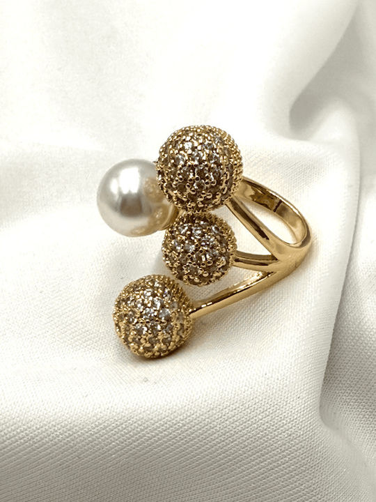 Ring with Pearls Gold Plated