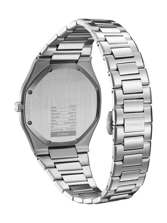 D1 Milano Ultra Thin Women's Watch with Silver Metal Bracelet