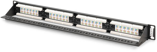 Digitus Unshielded Patch Panel for Rack 1U 19" with 24 cat6 Ports Black
