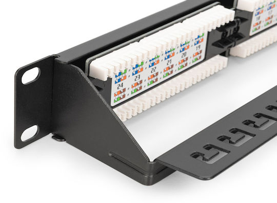 Digitus Unshielded Patch Panel for Rack 1U 19" with 24 cat6 Ports Black