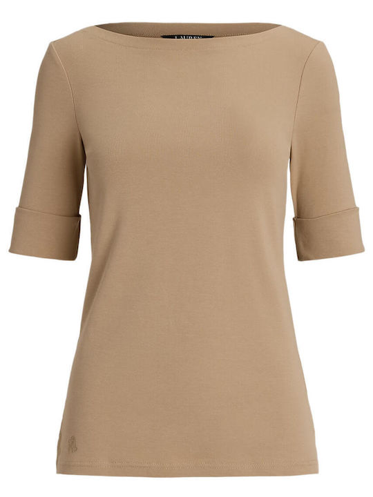 Women's Blouse Cotton Long Sleeve Beige