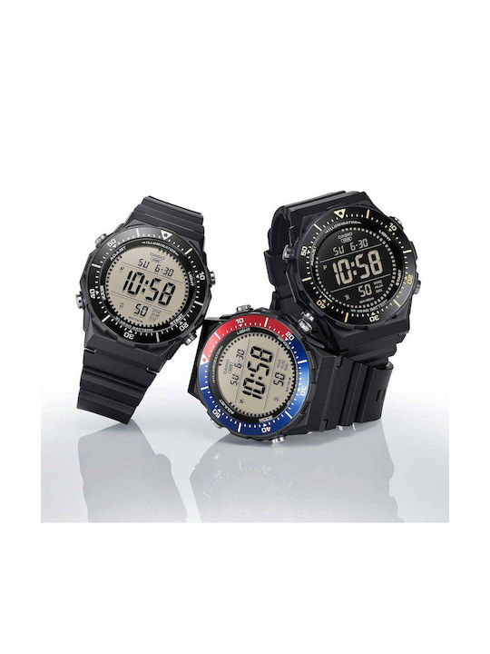 Casio Дигитален Мъжки Часовник Хронограф На Батерия с Черна Каучукова Каишка