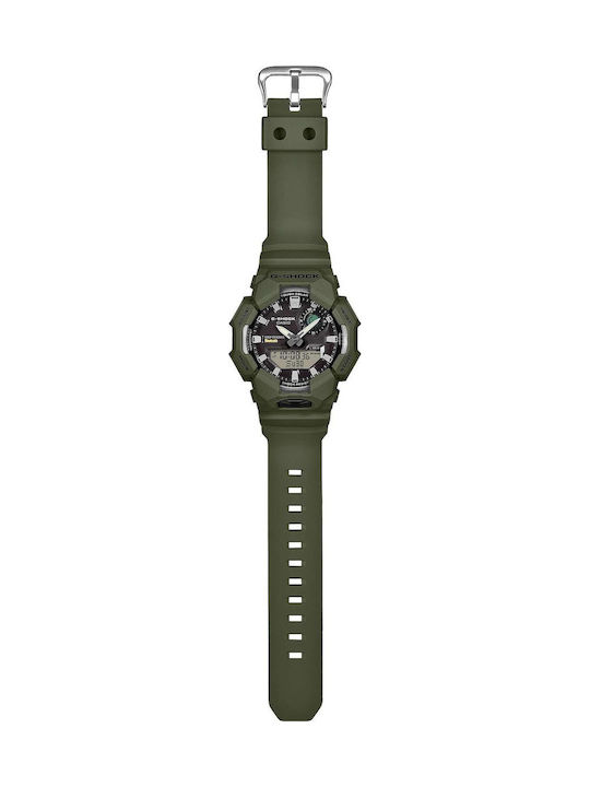 Casio Digital Men's Watch Chronograph Solar with Green Metal Bracelet