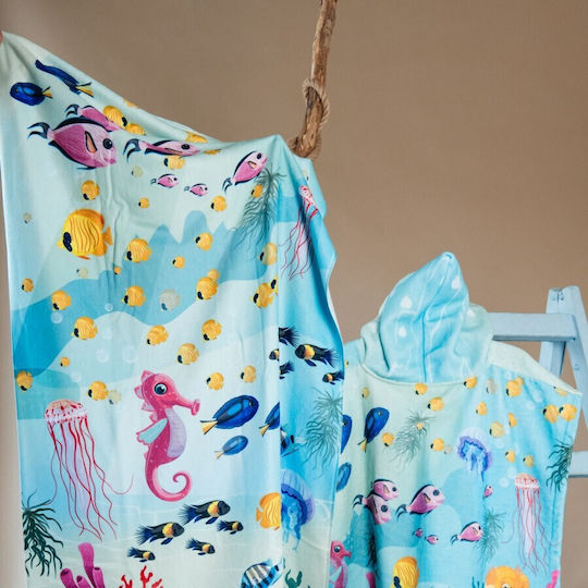 Poncho De Plajă Pentru Copii Carmel Doubleface Ocean 60x60cm