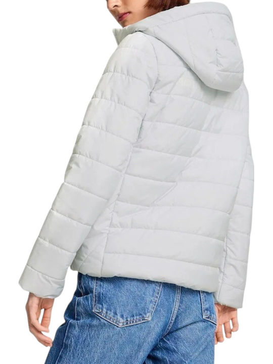 Women's Short Puffer Jacket for Winter with Hood White