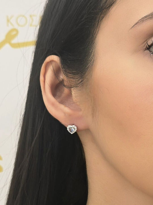 Mentzos Earrings made of White Gold with Stones