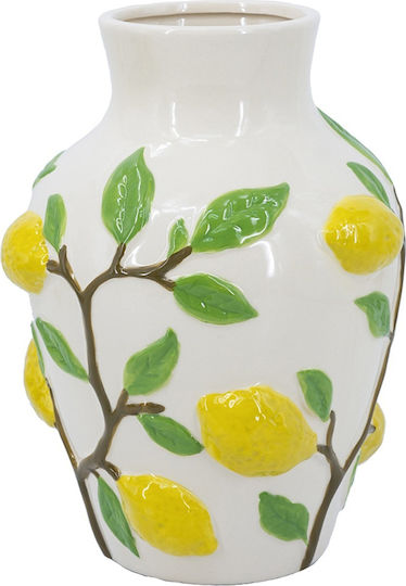 Artekko Βάζο Κεραμικό Lemon Κίτρινο Φ22.8xΥ32cm