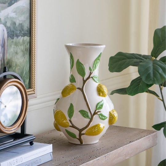 Artekko Decorative Vase Lemon Yellow 22.7x22.7x34.5cm
