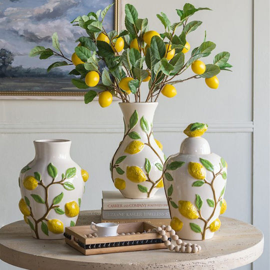 Artekko Decorative Vase Lemon Yellow 22x22x37.5cm