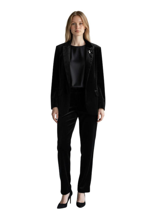 Passager Lung Blazer pentru femei Catifea Sacou Black