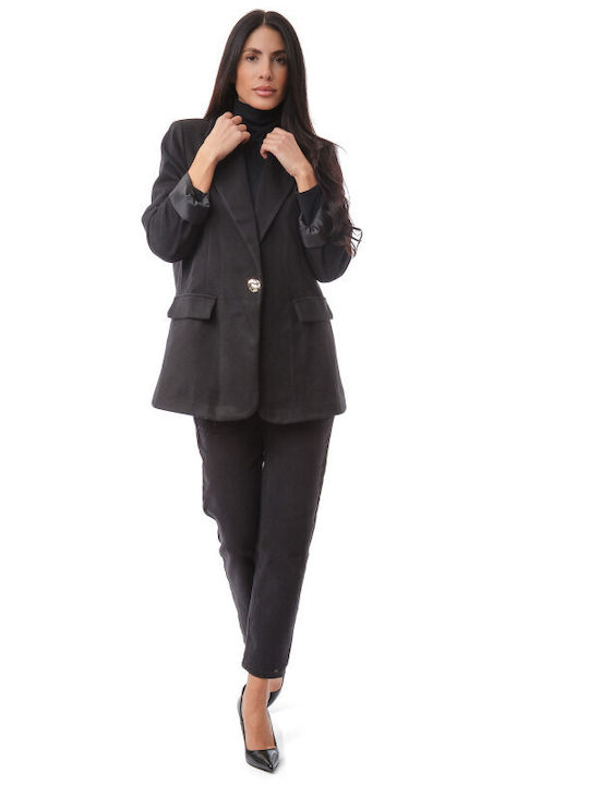 Silia D Women's Leather Blazer Black