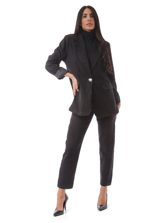 Silia D Women's Leather Blazer Black