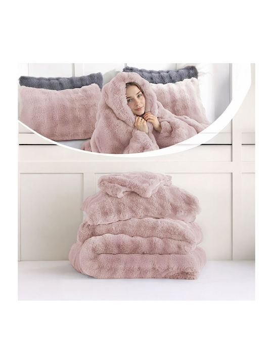 Kraft World Sherpa Decke Übergröße 220x240cm Rosa IRINI-Rosa