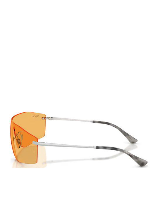 Ray Ban Men's Sunglasses with Silver Metallic Frame and Orange Lens RB3781 003/85