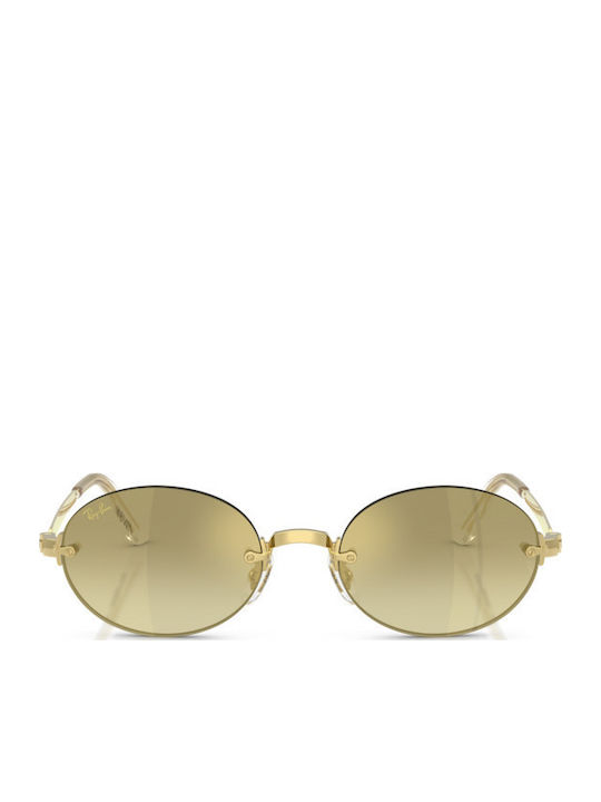 Ray Ban Унисекс Слънчеви Очила с Златен Метален Рамка и Златен Огледален Стъкло RB3929 001/7I