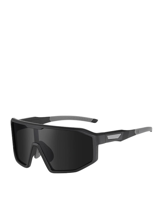 Cortina Unisex Sunglasses With Black Horn-Rimmed Frame And Black Polarized Lens SS-1221