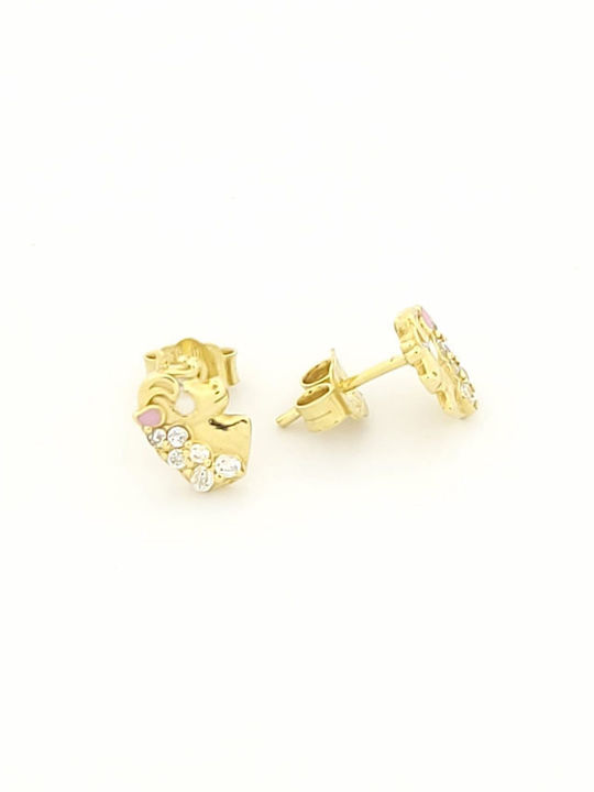 Емайл Детски Обеци Studs Еднорози от Злато 9K