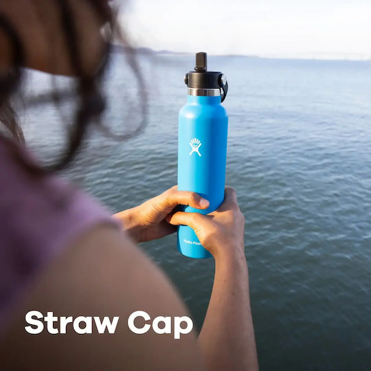 Hydro Flask Standard Mouth with Flex Straw Cap Μπουκάλι Θερμός Ανοξείδωτο 621ml Sandpiper με Καλαμάκι