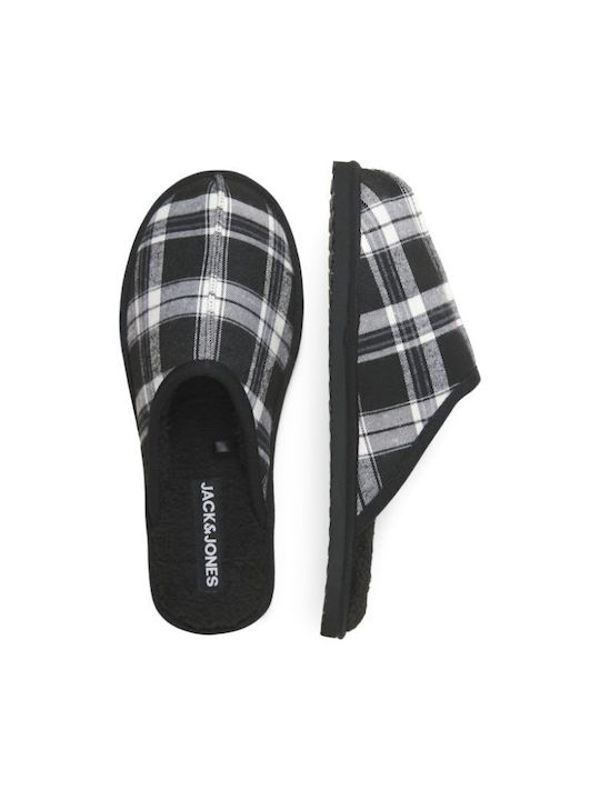 Men's Printed Heel Enclosed Slippers Black