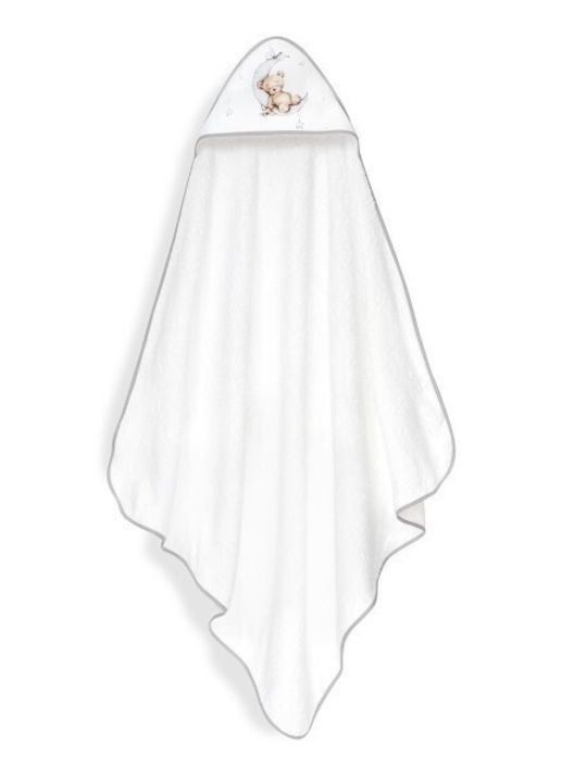 Interbaby Baby Hooded Towel Bear White-Grey 100x100cm